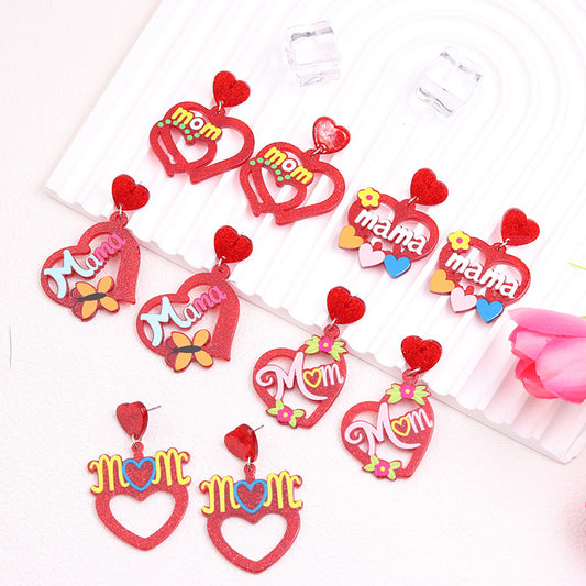 Acrylic hollow red heart earrings MYA-DuA085