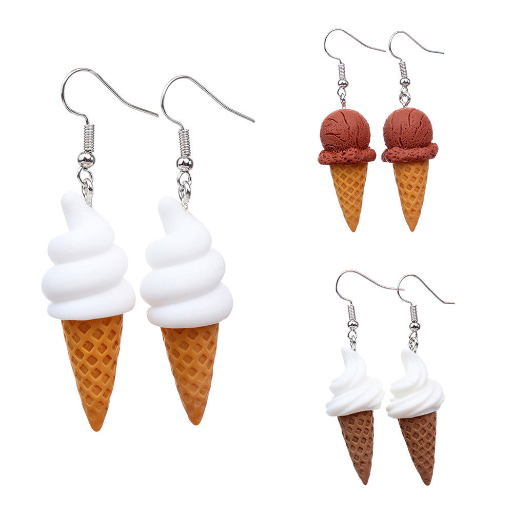 Resin Earrings Fun Cute Three-dimensional Ice Cream MIC-niqing014