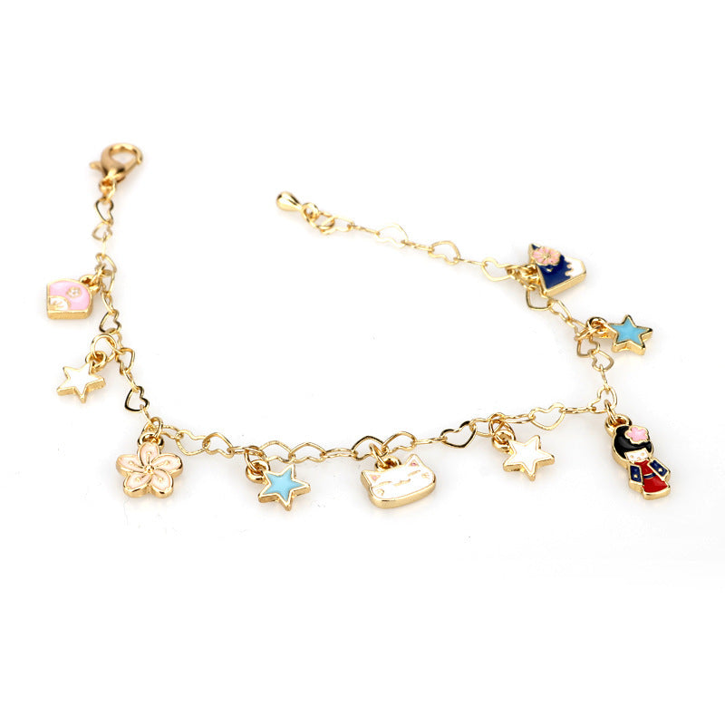 Alloy Little Flower Star Cat Bracelet MIC-AiWen003