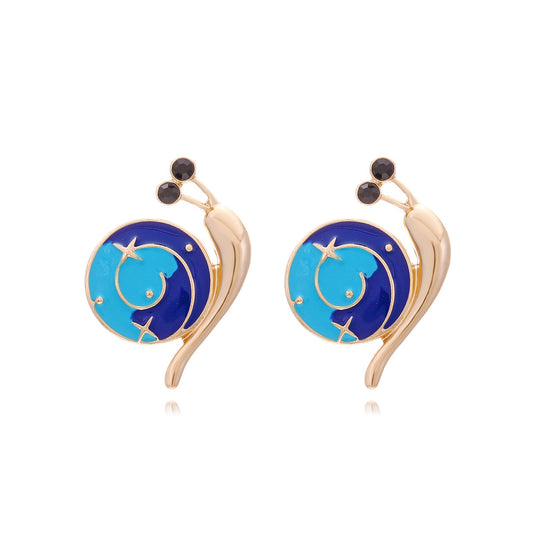 Alloy Drip Oil Starry Sky Snail Earrings MIC-ManY031