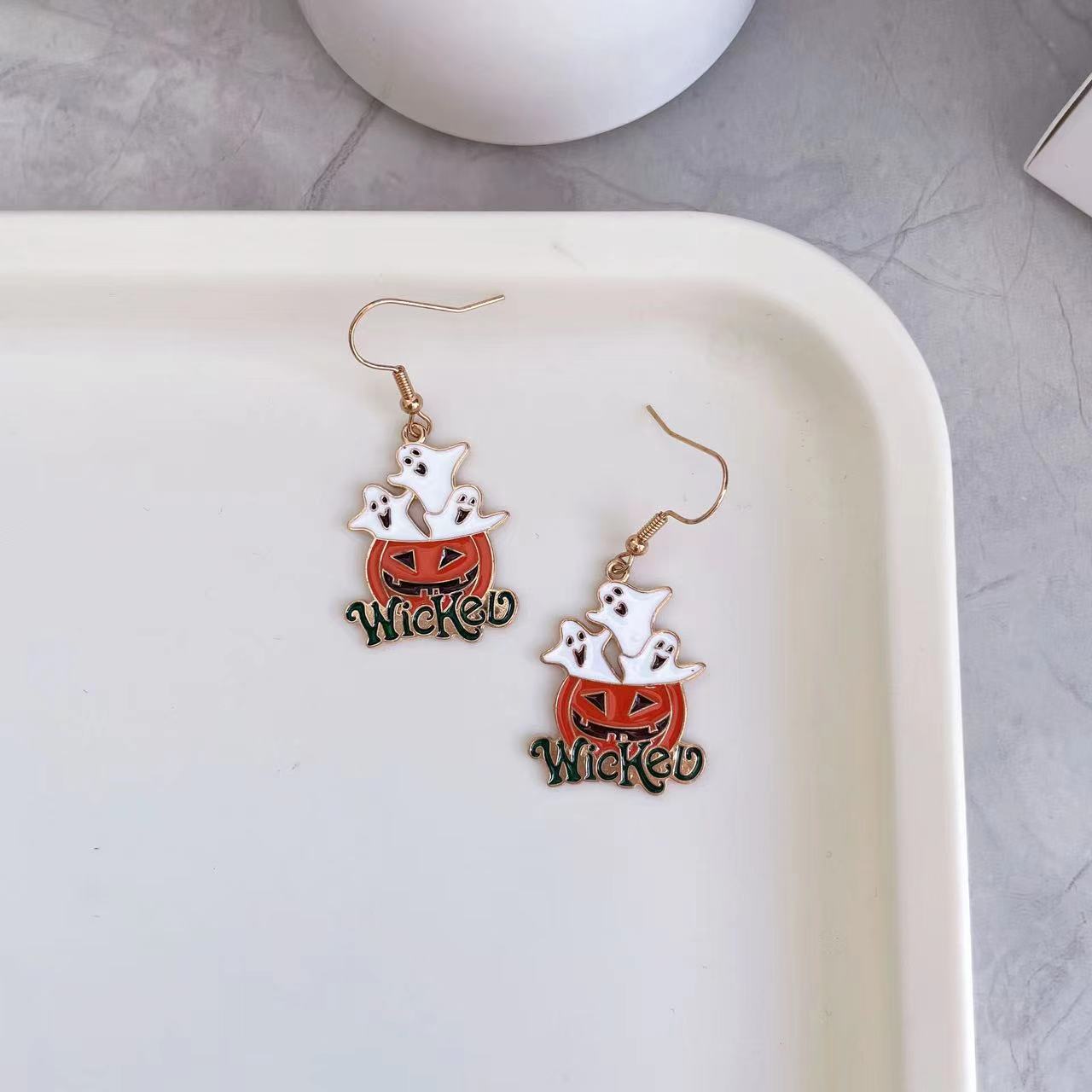 Alloy Halloween pumpkin skull earrings (Minimo de compra 2) MIC-MingX013