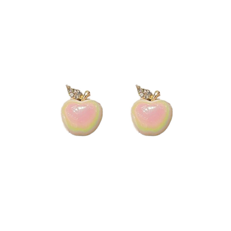 Alloy Diamond Apple Earrings MIC-HuiH003