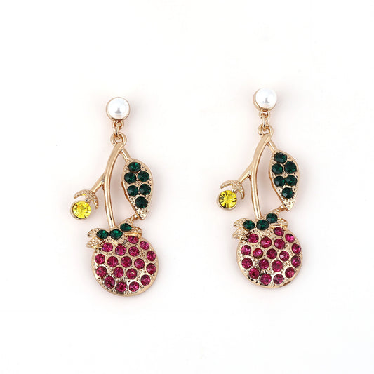 Alloy Fruit Cherry Earrings MIC-YueL006