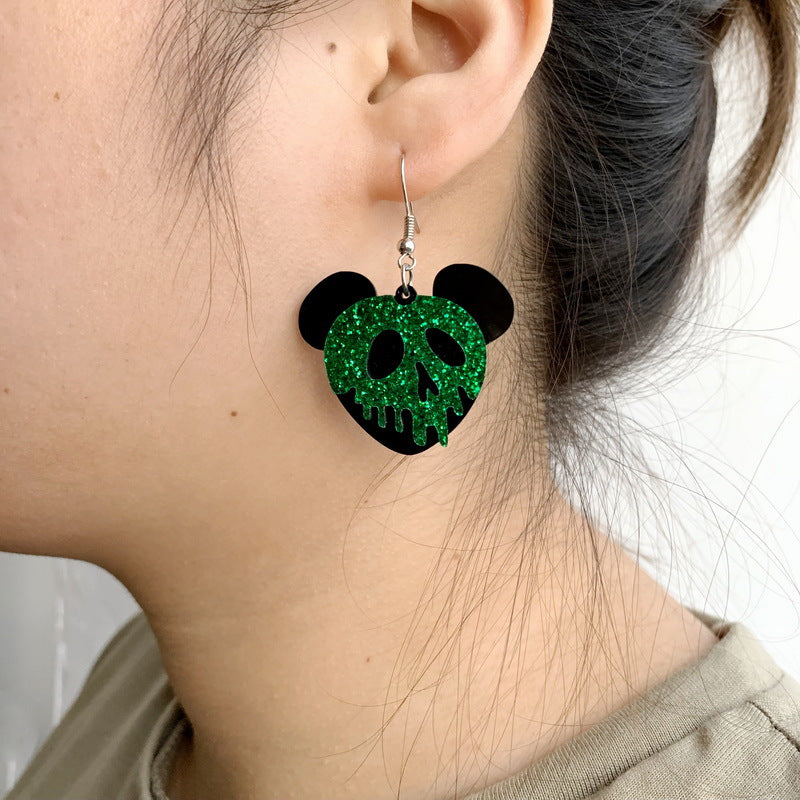 Acrylic glitter skull earrings MIC-XueP044