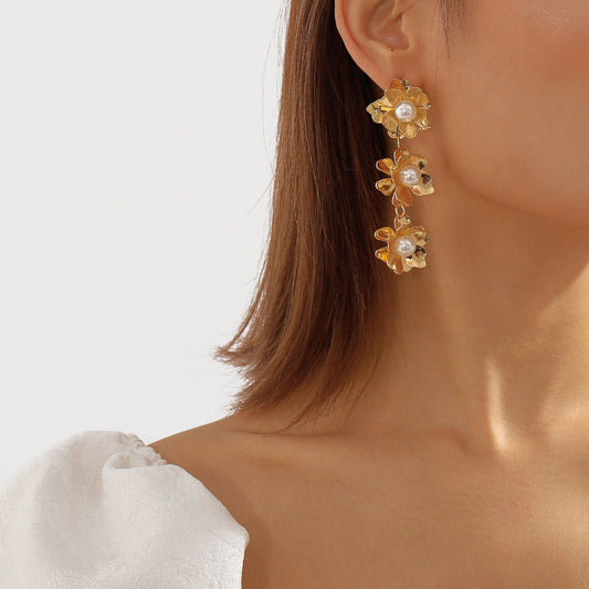 Metalic Flower Earrings MIC-QianD006