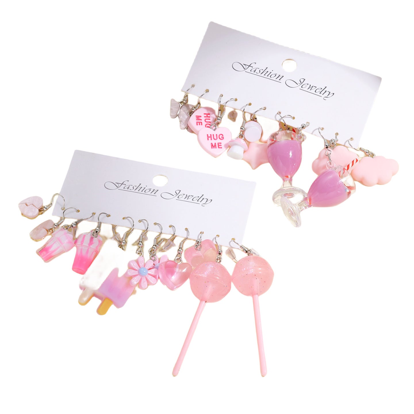 Alloy pink butterfly lollipop earrings MYA-XiaoY083