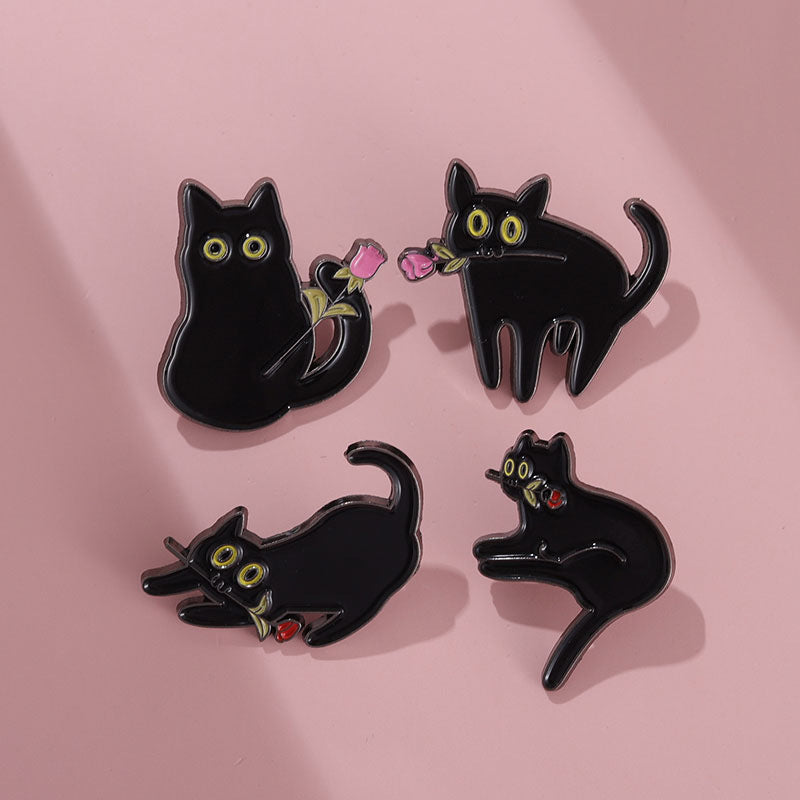 Alloy black cat brooch MIC-QiH002