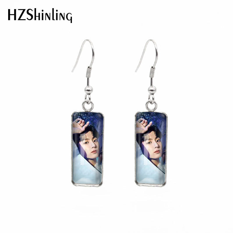 alloy cartoon BTS bulletproof earrings MYA-ES-XiangL037