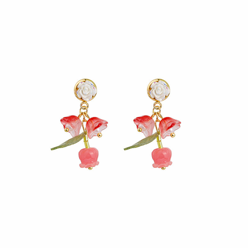 Alloy Sweet Bell Orchid Earrings MIC-MDD156