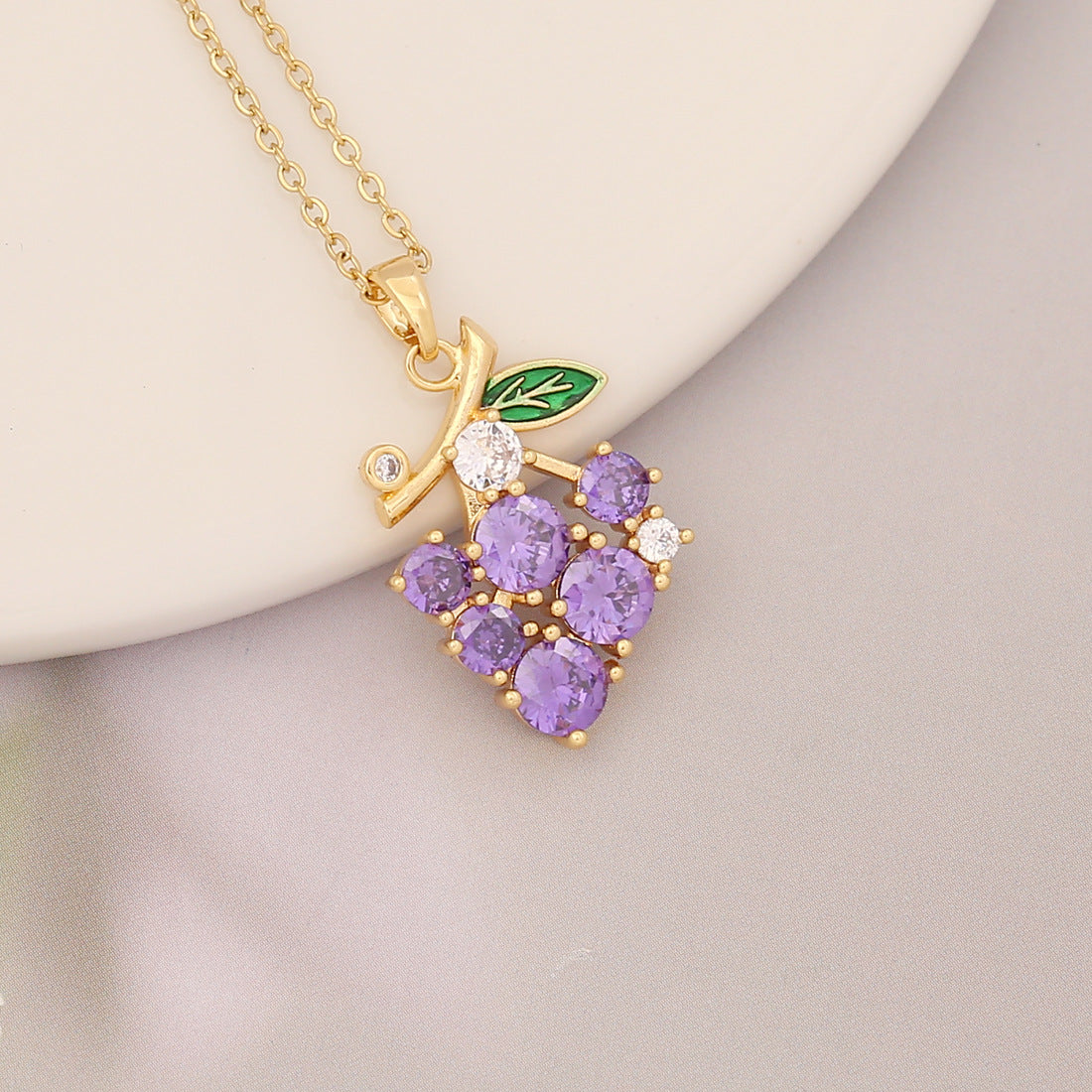 Necklaces Copper Zircon Stainless Steel Fantasy Purple Series BingM025