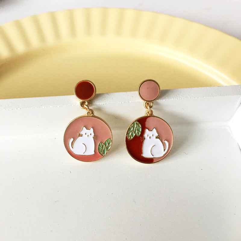 Alloy cartoon cat earrings MIC-FanY003