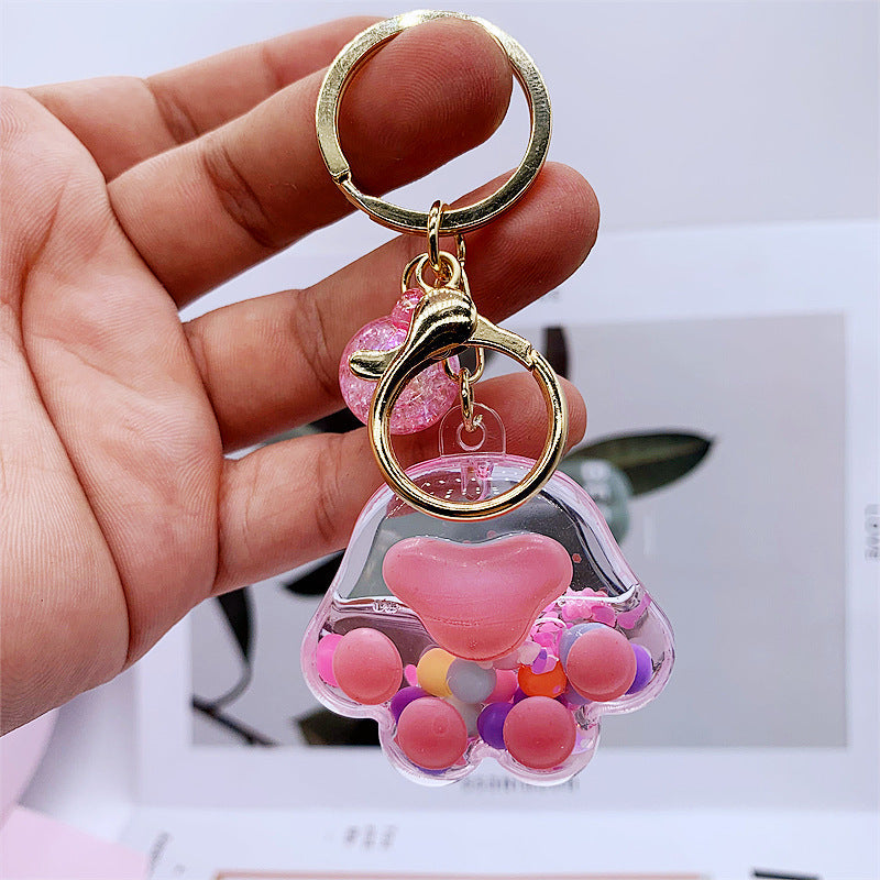 Keychains For Backpacks acrylic sakura cat claw into oil keychain MOQ≥2 DMF011