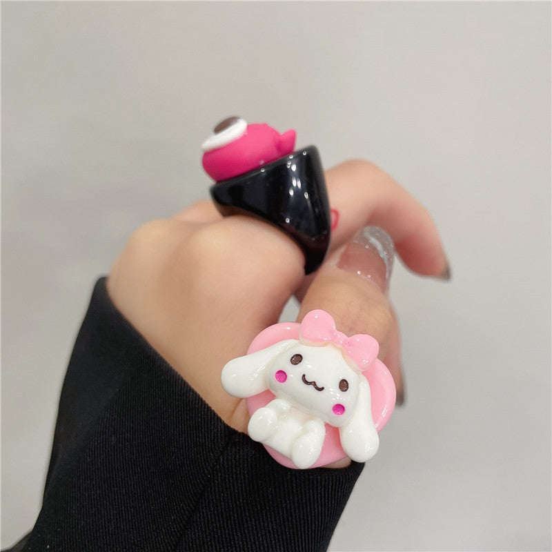 Resin Peach Heart Sweet Cool Style Cute Ring MIC-JianY005