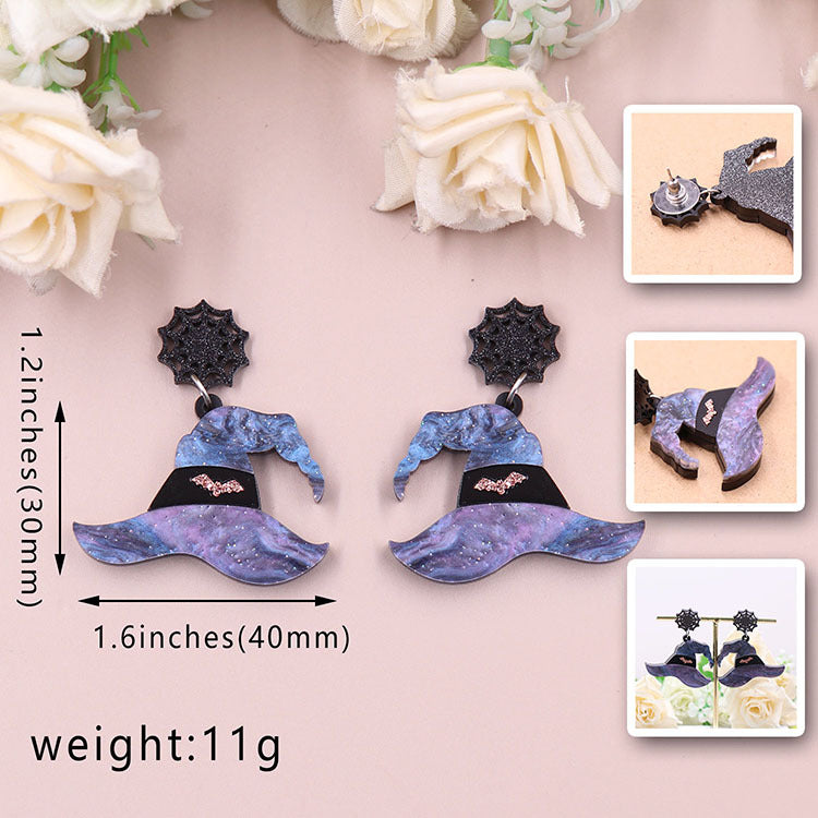 Acrylic Halloween Witch Hat Earstuds (Minimo de compra 5) MIC-XiaoY050