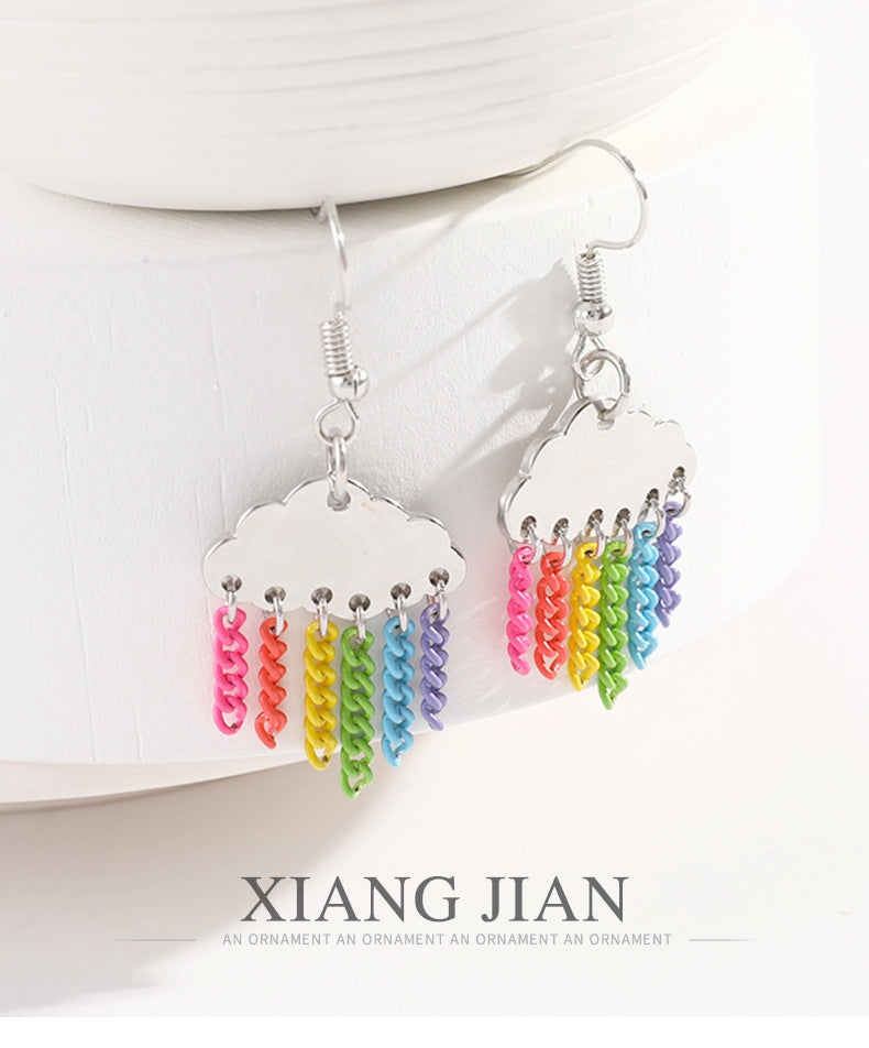 Cloud Rainbow Tassel Earrings  zhongyi014