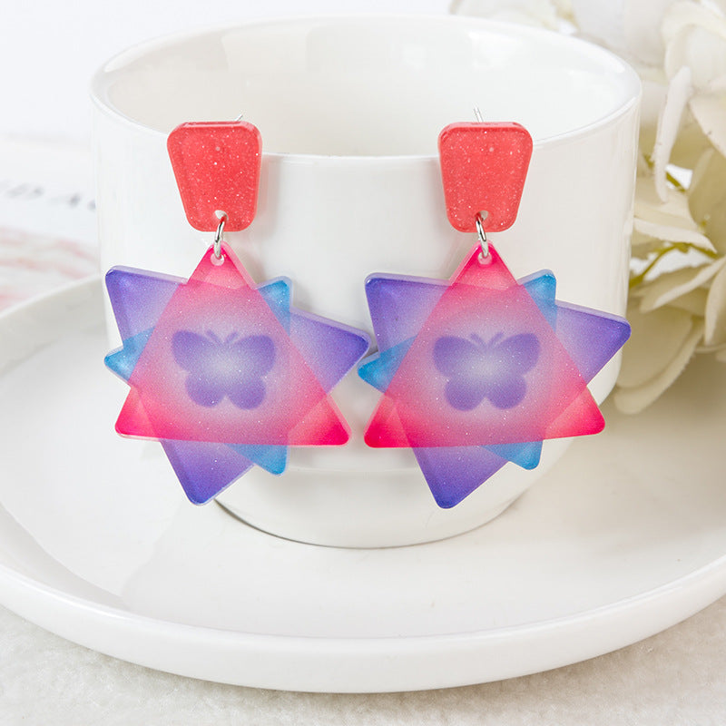 Acrylic embossed printed love earrings (Minimo de Compra 2) MIC-YouY013