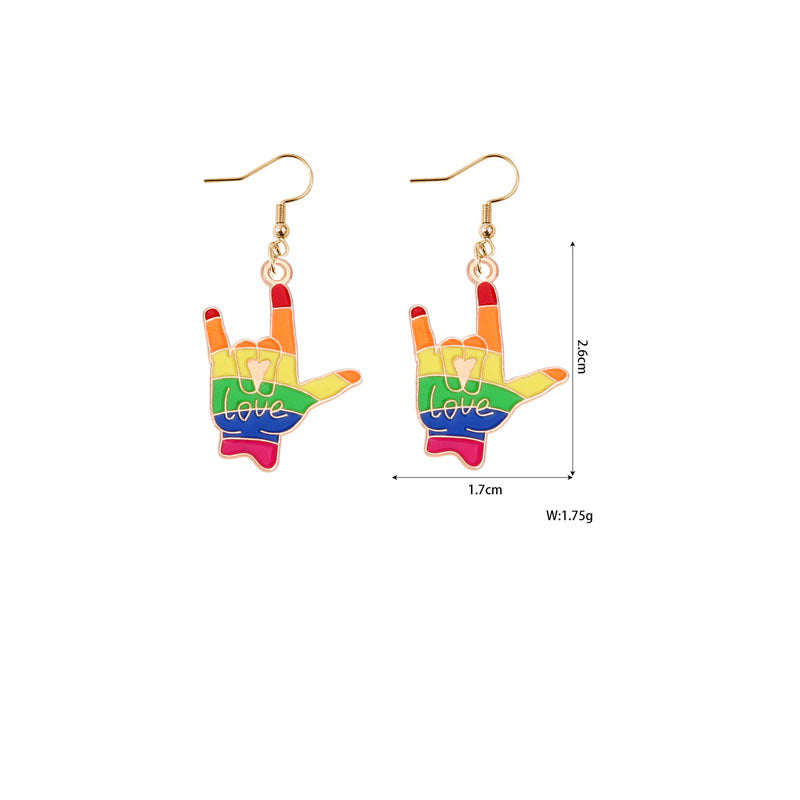 Alloy Rainbow Oil Dropping Earrings MIC-YiY004