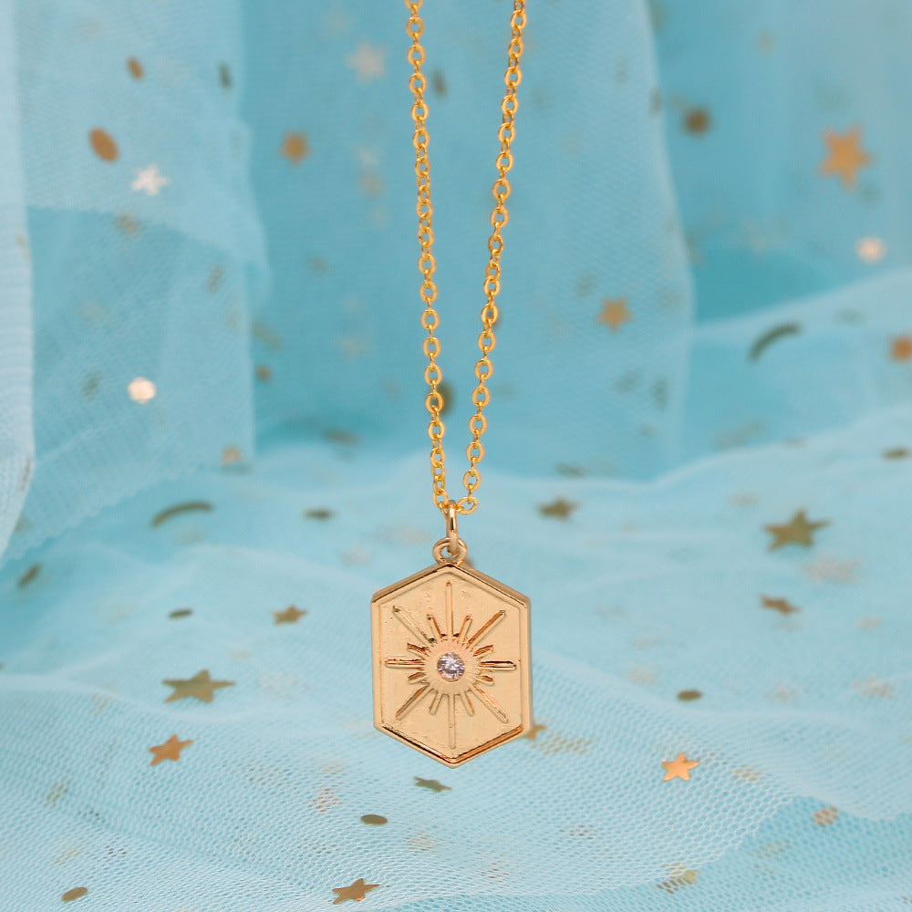 Rectangular hexagram star necklace Minimo de compra 2 MIC-BaiD001