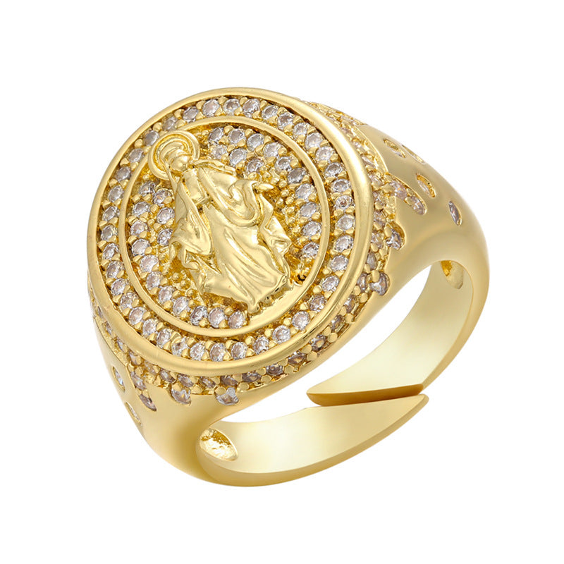 Micropaved Zirconia Colored Diamond Madonna Ring MIC-JuC001