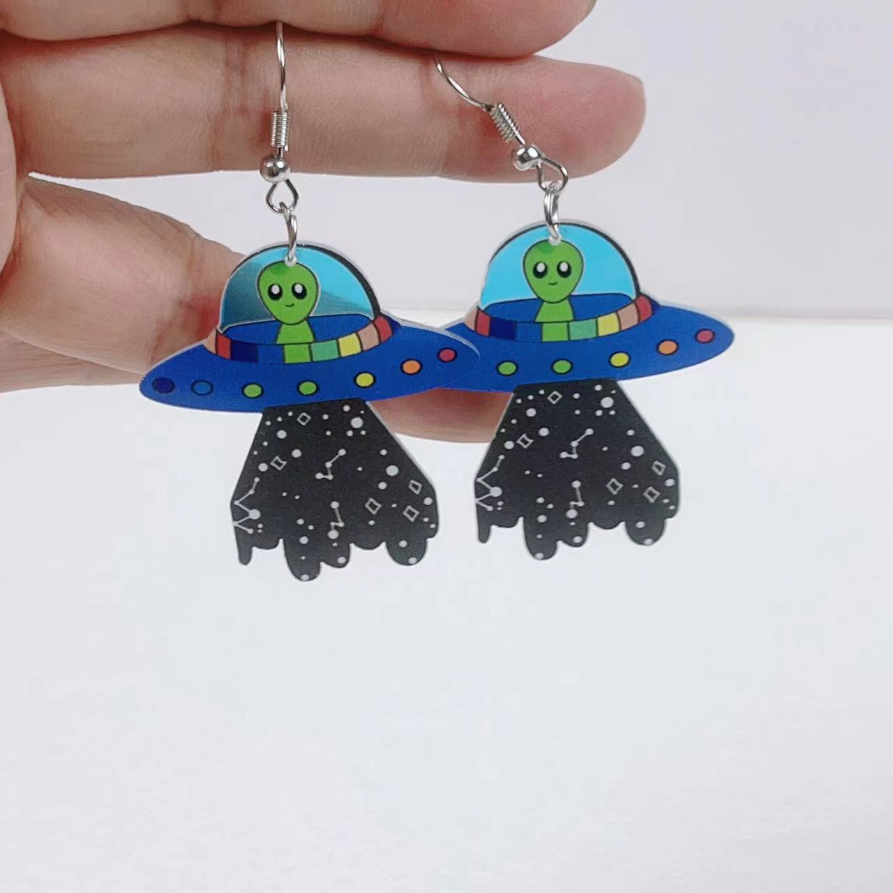 Acrylic Alien UFO Earrings (Minimo de Compra 2) MIC-JiuT018