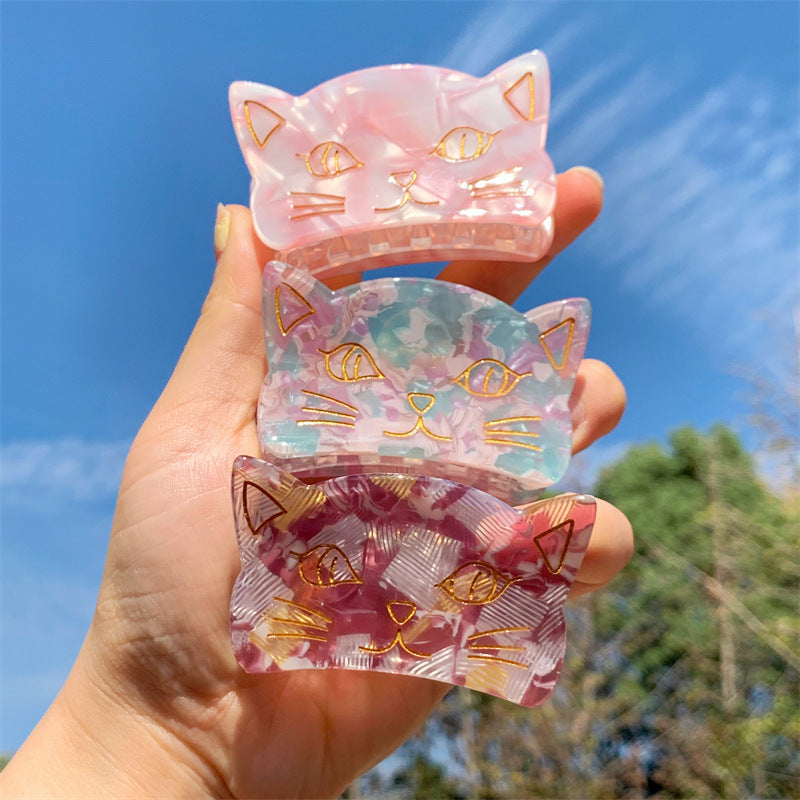 Acetate board cute cat hair clip (Minimo de compra 2) MIC-HongY016