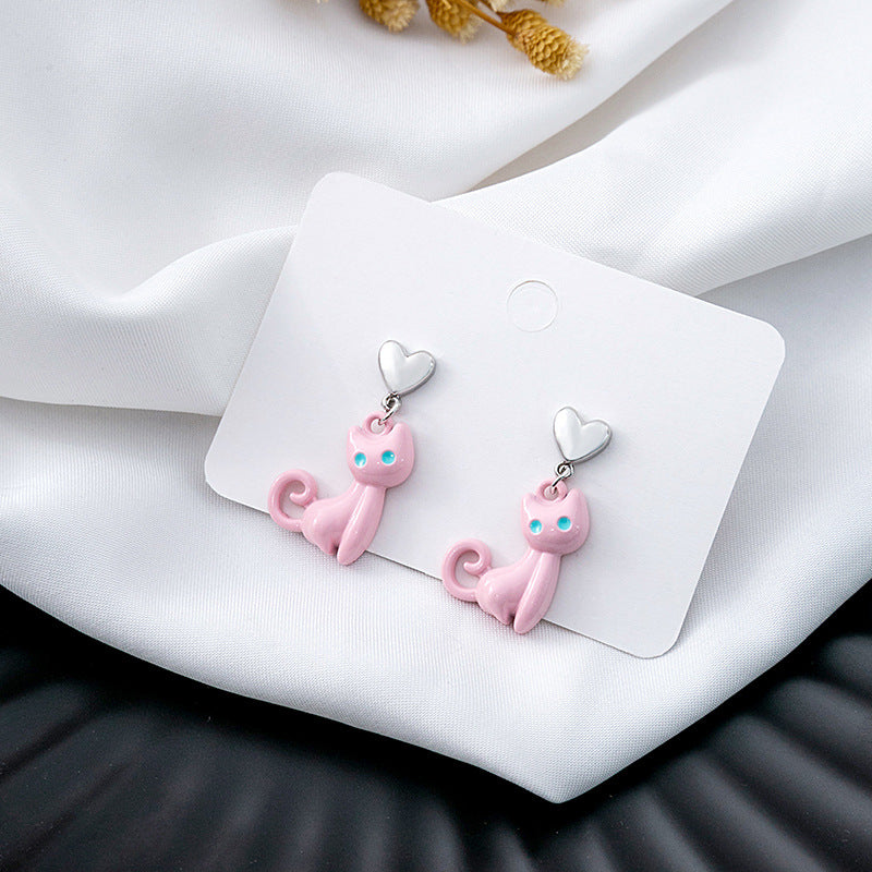 Alloy oil dripping cat earrings MIC-MDD140