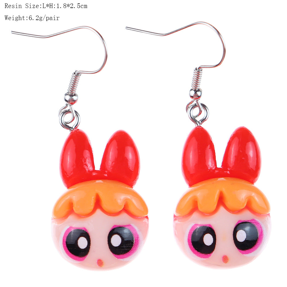 Alloy Bright Face Cartoon Cool Girl Earrings MIC-NiQ047