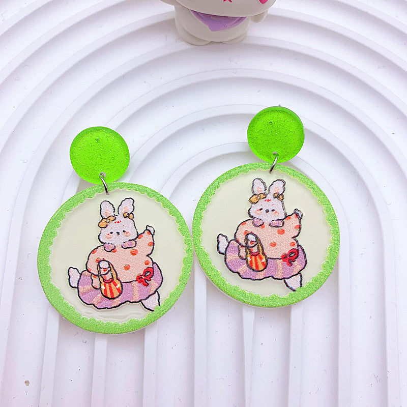 Acrylic Graffiti Embossed Print Earrings  (Minimo de Compra 2) MIC-ShiJ005