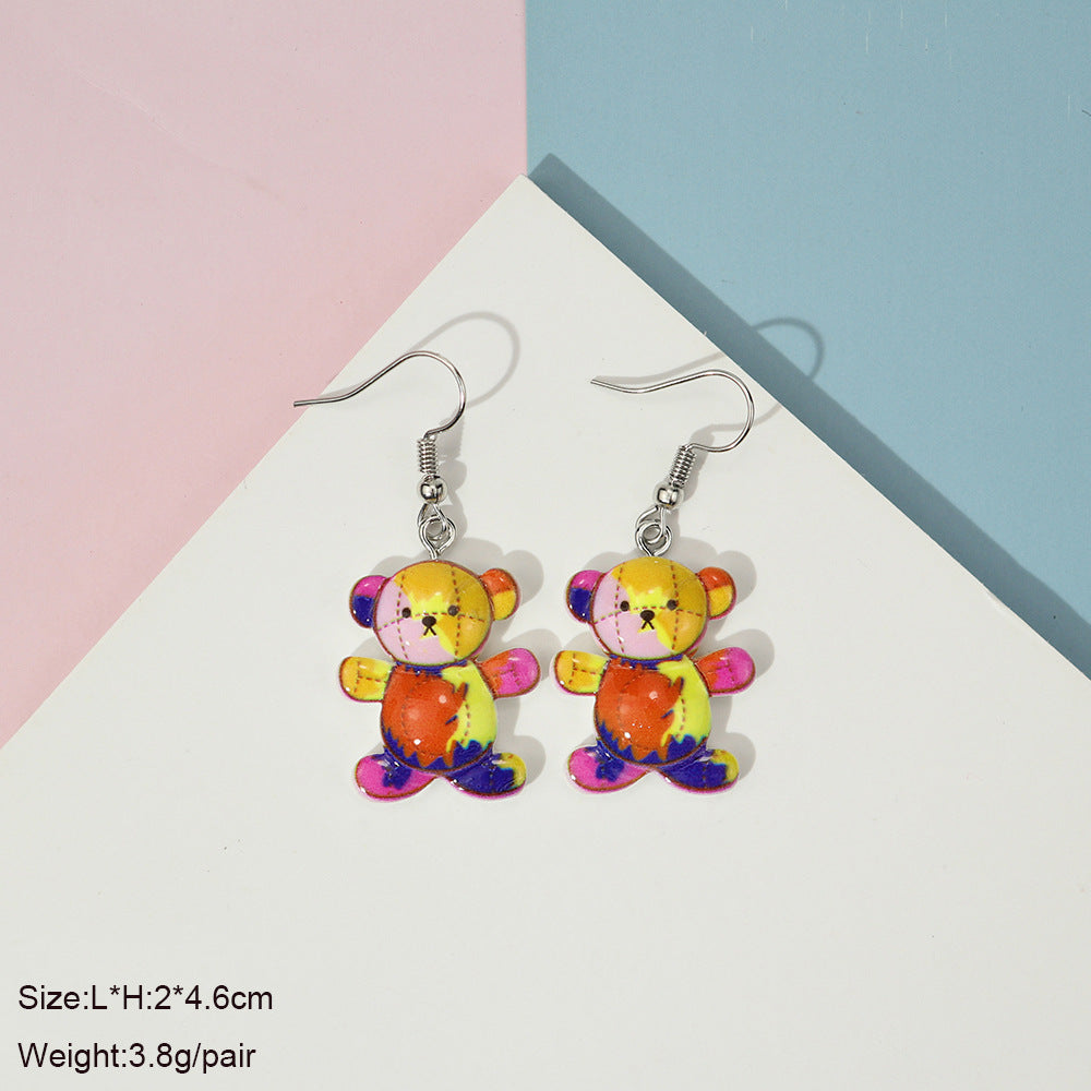 Acrylic Cute Map Bear Earrings MYA-NiQ033