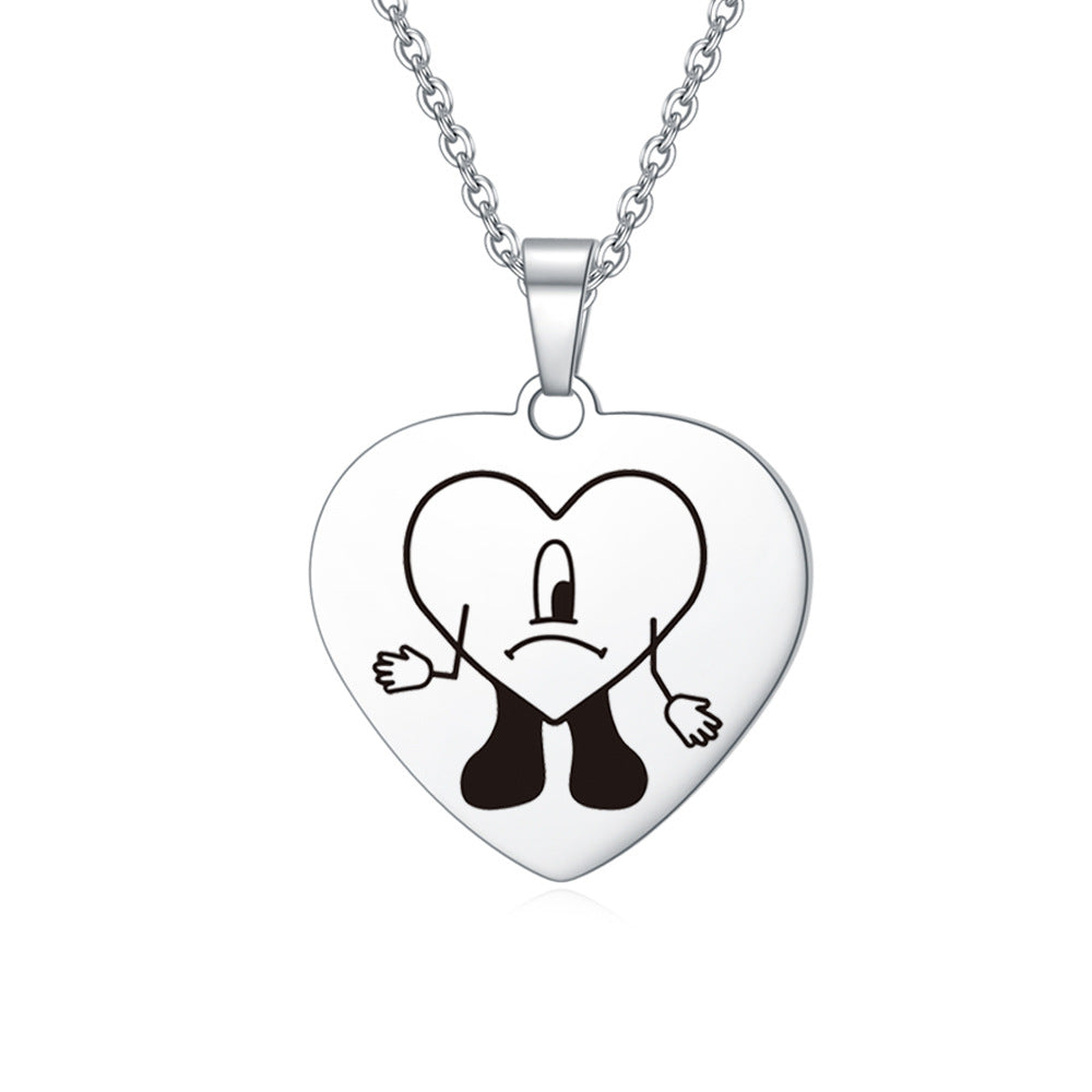 Necklace Stainless Steel Corrosion Drop Oil Heart Shape Minimo de compra 2 (F) XiM003