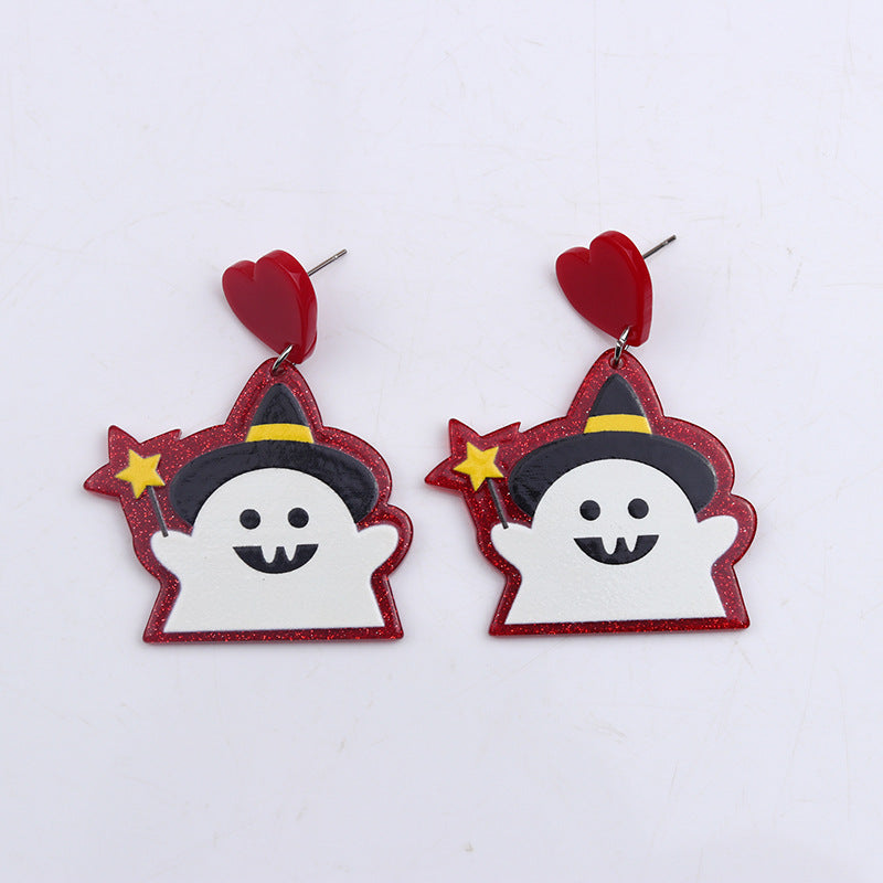 Acrylic Halloween Magic Stick Ghost earrings (Minimo de Compra 2) MYA-DuA034