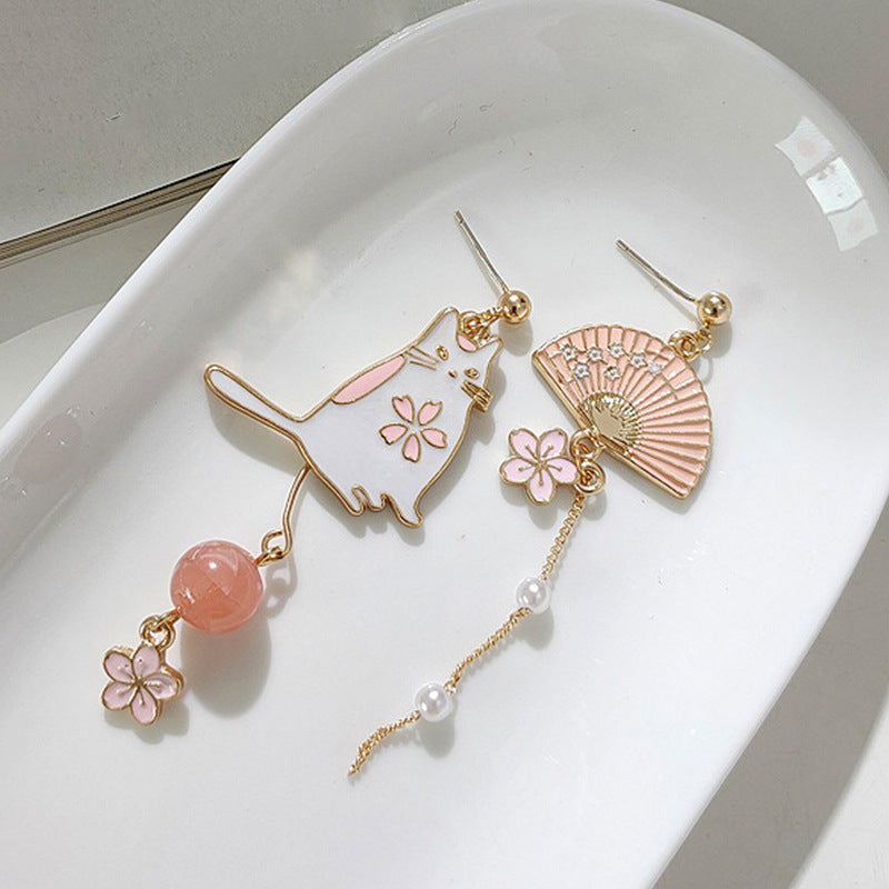 Alloy cat flower earrings MIC-GangM002