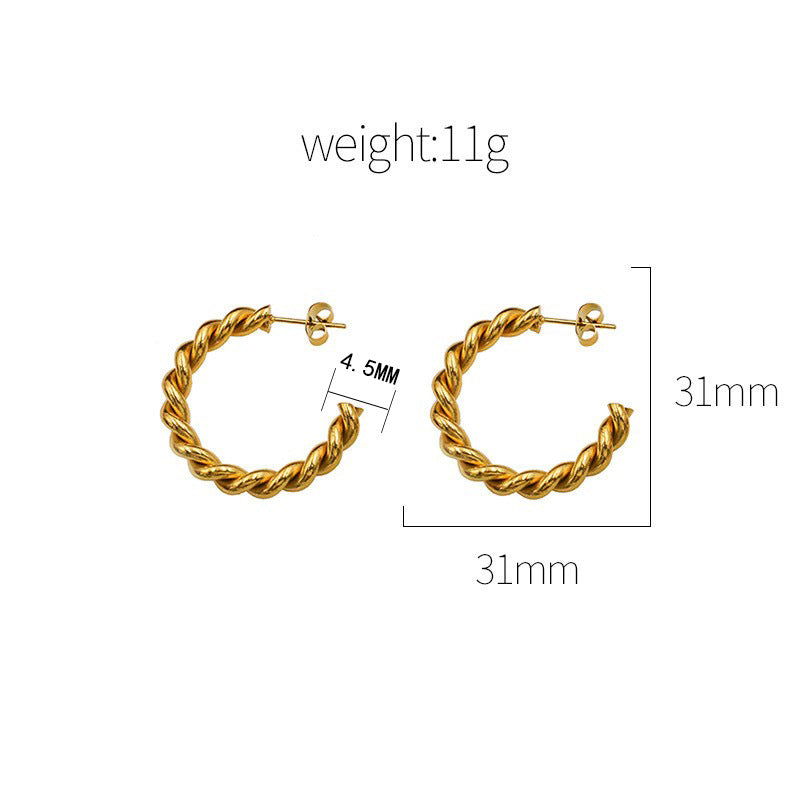 Titanium steel 18K Fried Dough Twists ring simple earrings MYA-XuanJ008