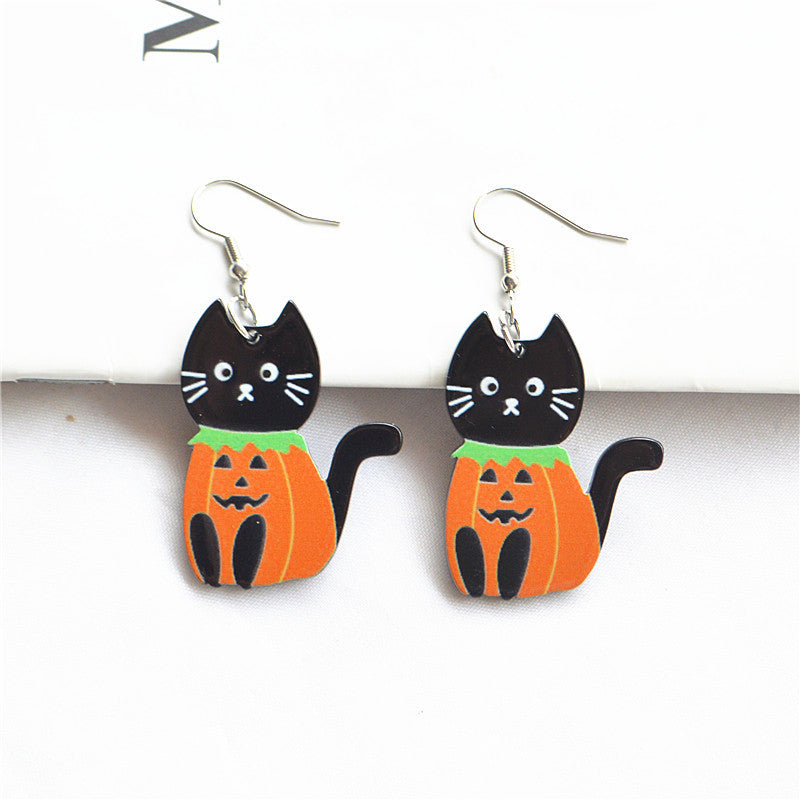 Acrylic Halloween cat earrings MIC-XieN060