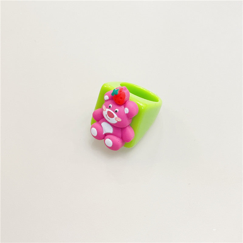 Resin Colored Children's Fun Cartoon Ring MIC-WWHM032