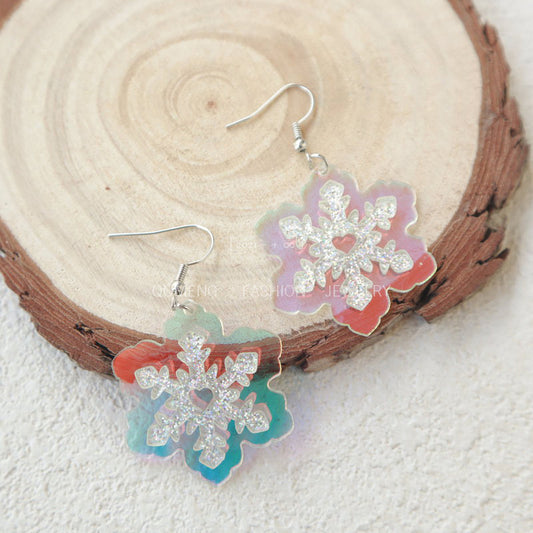 Acrylic Christmas Snowflake Earrings MYA-OuG082