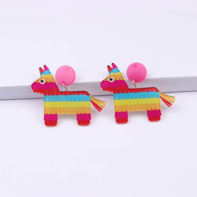 Acrylic Rainbow Boat Earrings MIC-DuA086