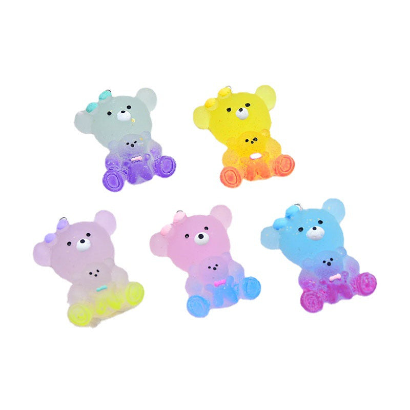 Resin cute bow teddy bear accessories MYA-ZhiB021