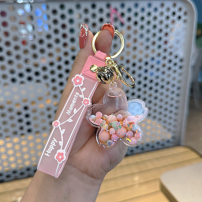 Petals in Oil Quicksand Bottle Pendant Keychain MIC-YuS002