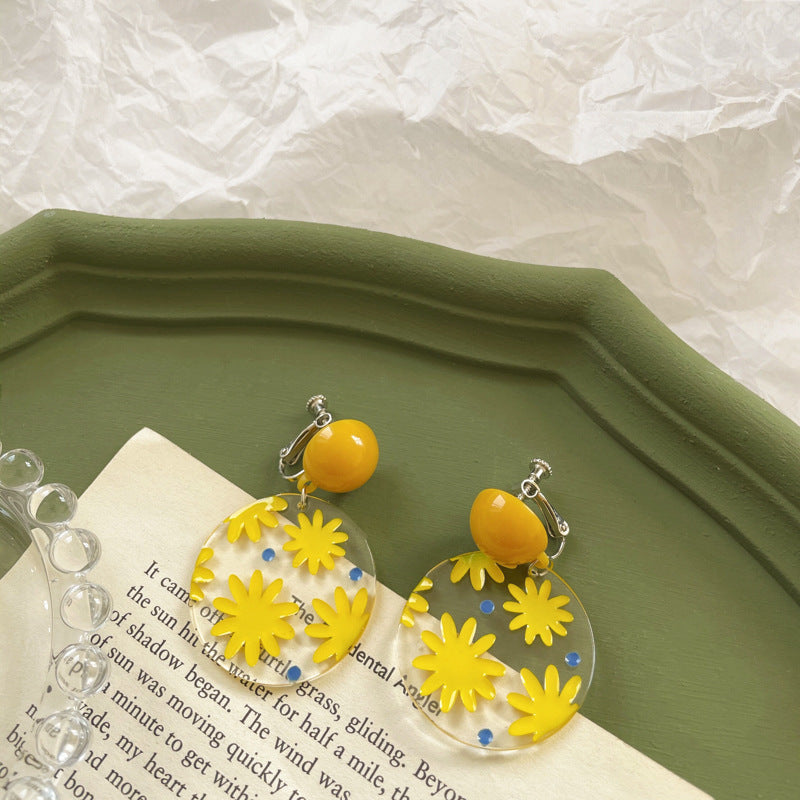 Alloy yellow flower ear clip (Minimo de Compra 2) MIC-ShangY015