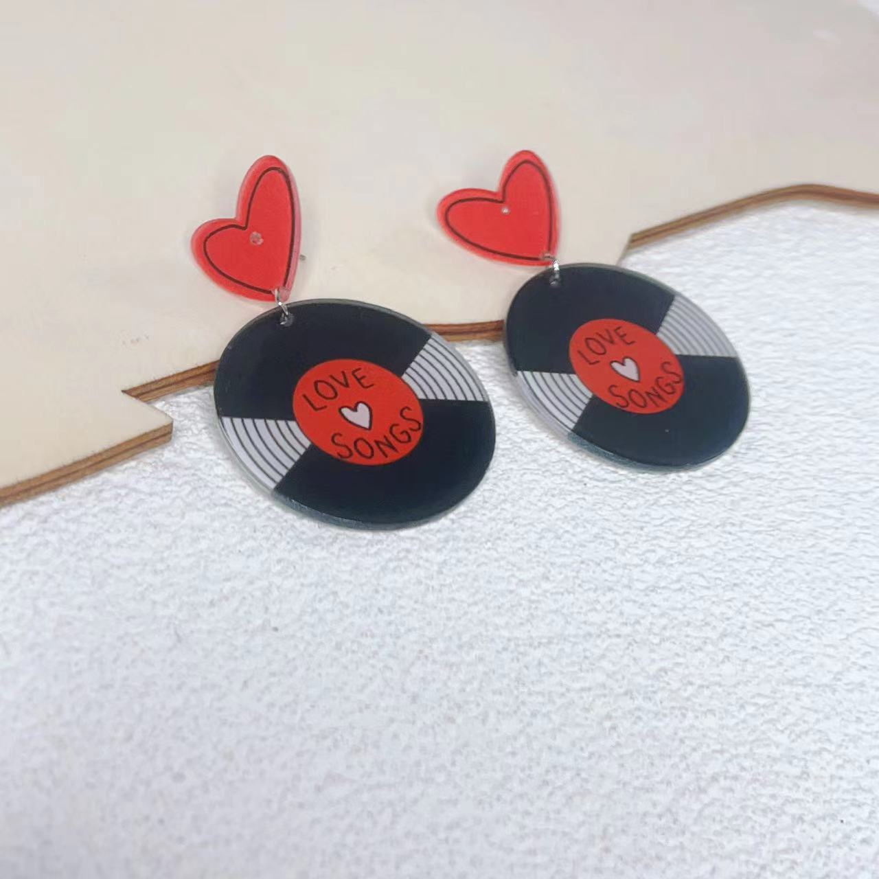 Acrylic Heart Heart Earrings (Minimo de Compra 2) MYA-JiuT013