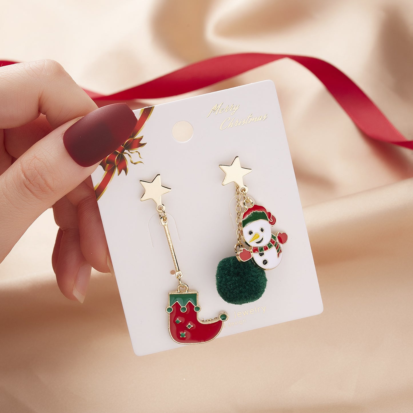 Alloy Santa Claus Bell Snowflake Earrings (Minimo de Compra 2)  MIC-JueH009