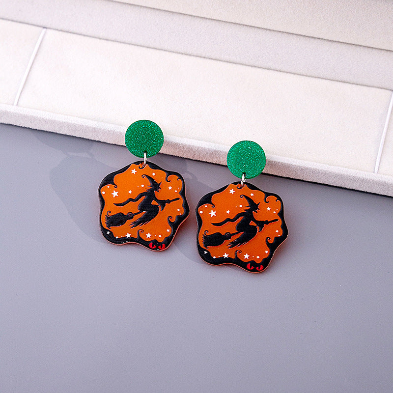 Acrylic Halloween terrifying skull earrings MIC-MDD045