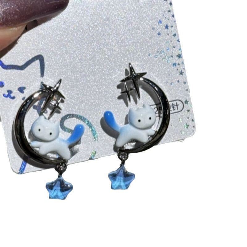 Alloy Cute Oil Dropping Cat Earrings MIC-HanS011