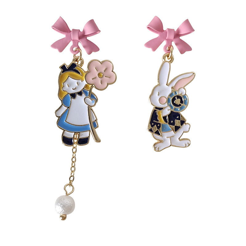 Alloy bow cartoon rabbit earrings (Minimo de Compra 2) MIC-BLD054