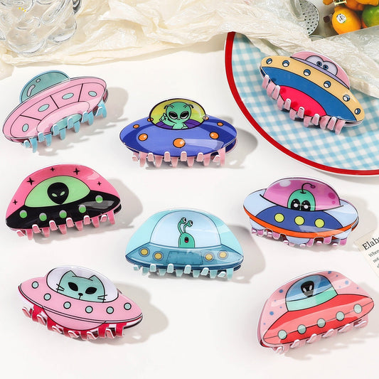 Plastic alien spacecraft acetate hair clip MYA-YHJ003