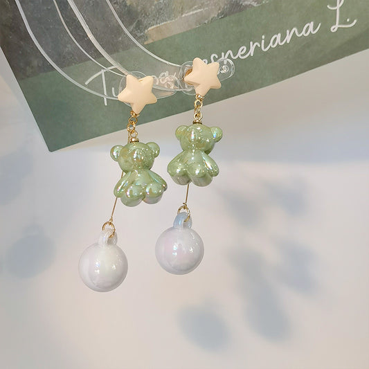 Alloy cartoon green bear earrings (Minimo de Compra 5) MYA-JiuY071