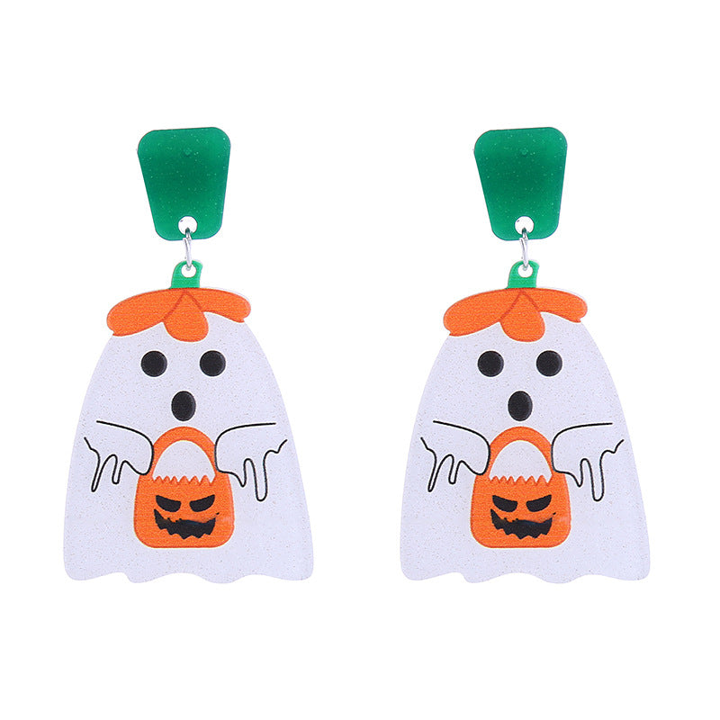 Acrylic Pumpkin Skeleton Ghost Earrings (Minimo de Compra 2) MIC-ChouT038