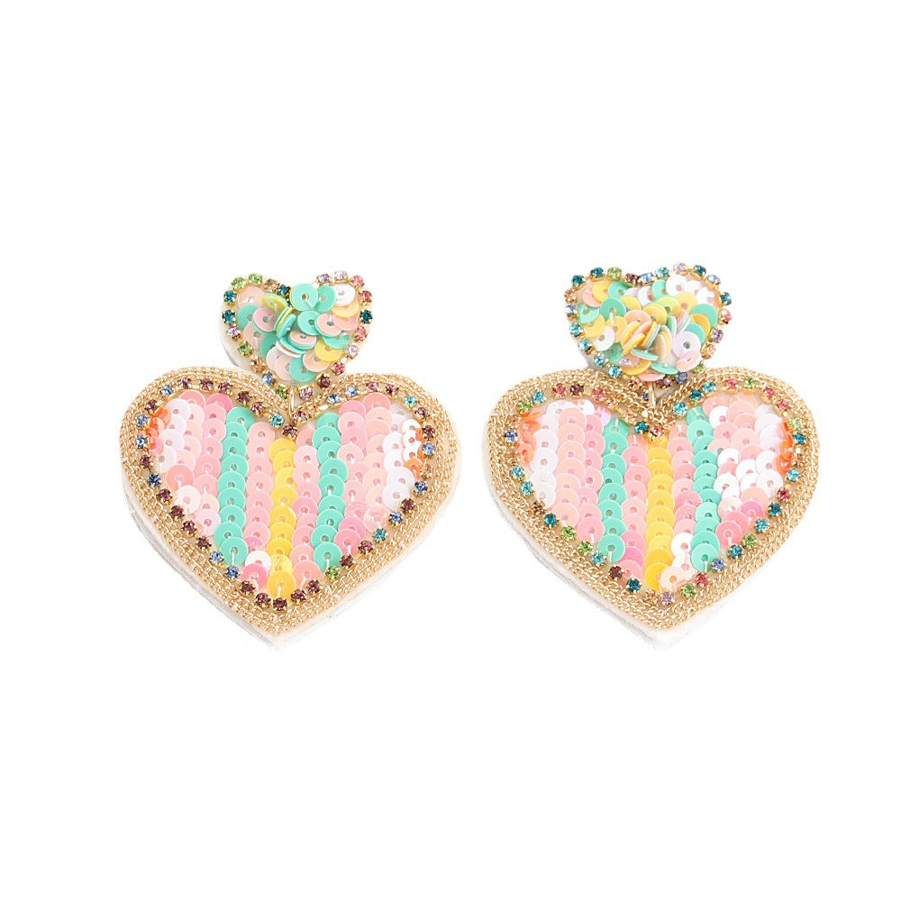 Alloy Beaded Love Rice Ball Earrings (Minimo de compra 6) MIC-ManT002