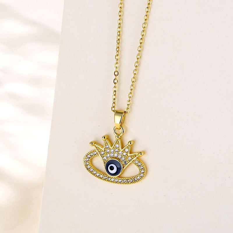 Necklace Stainless Steel Diamond Zircon Devil Eye QR002